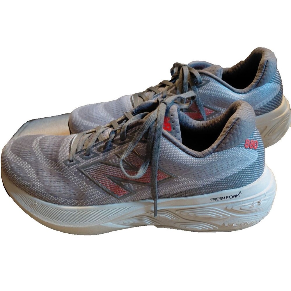 New Balance 880v13 Mens 12 Fresh Foam X Running Shoes Gray Red M880G13